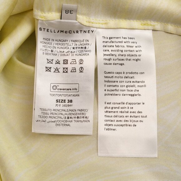 Stella McCartney Featherprint Silk Sleeveless Top, Lime Sorbet, Size EU 38/US 2 - Picture 8 of 9